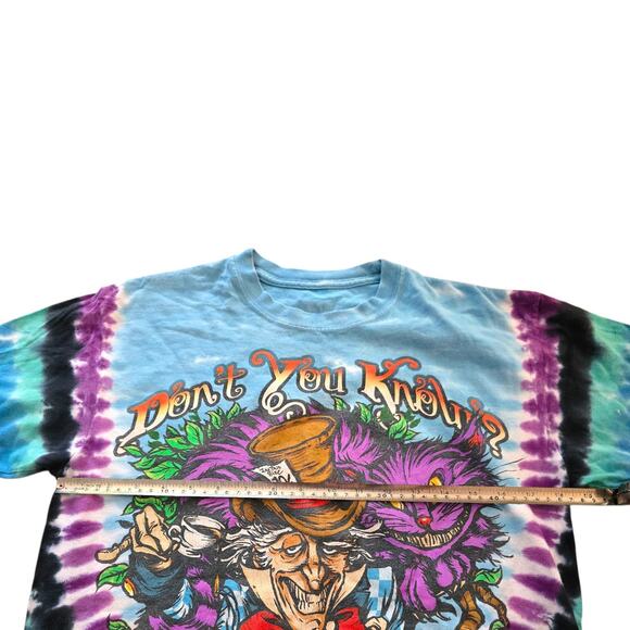 Liquid Blue Alice In Wonderland Mad Hatter Dont You Know Tie-Dye T-Shirt SZ M - Picture 3 of 4